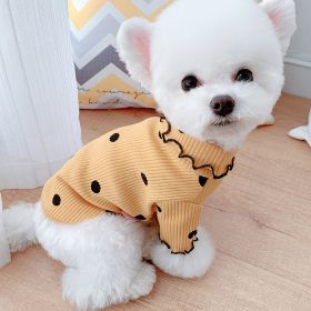 Dot turtleneck dog bottoming shirt Yellow-XXL