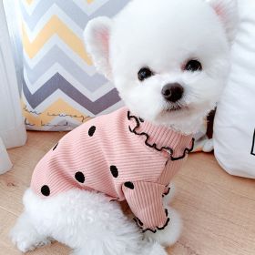 Dot turtleneck dog bottoming shirt Pink-3XL