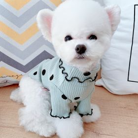 Dot turtleneck dog bottoming shirt Green-XXL