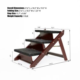 Wood Pet Stairs Pet Steps Foldable 3 Levels Dog Stairs & Ramp