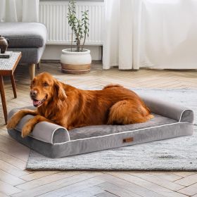MEWOOFUN Orthopedic Dog Bed For Large Dogs - XL Egg Crate Foam Mattress With Removable Washable Cover, Waterproof Dog Couch Bed Grey, Extra Large