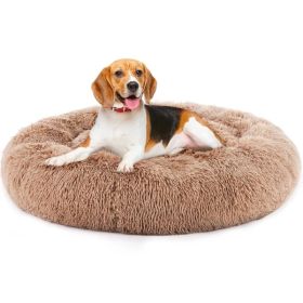 24 Inch Anti-Slip Round Fluffy Plush Faux Fur  Bed