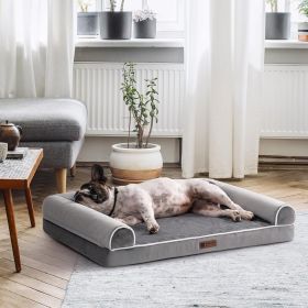 MEWOOFUN Orthopedic Dog Bed For Medium Large Dogs - Egg Foam Sofa With Waterproof Washable Cover, Supportive Dog Bed Grey, 40''x30''
