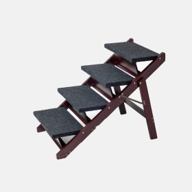 Wooden Dog Stairs Steps - Foldable 4 Levels Pet Stairs