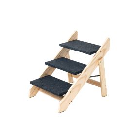 Wood Pet Stairs Pet Steps  Foldable 3 Levels Dog Stairs Ramp Perfect For Beds Cars Portable Dog Ladder Up To 110 Pounds