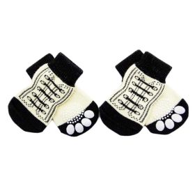 4 Pcs White Shoe Pattern Cute Puppy Socks