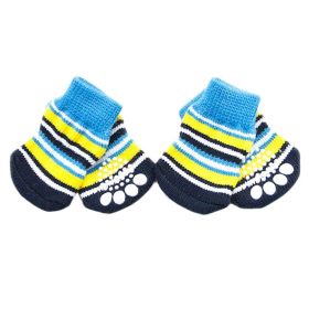 4Pcs Blue Yellow Striped Knitted Dogs Socks