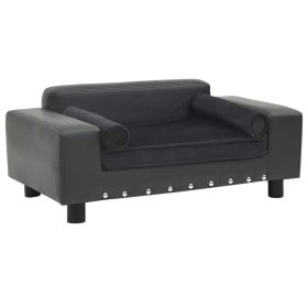 Dog Sofa Dark Gray Plush Faux Leather