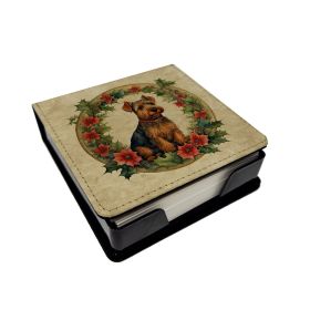 Welsh Terrier Christmas Flowers PU Leather Note Paper Holder