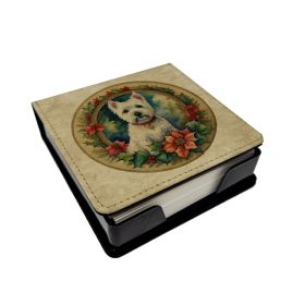 Westie Christmas Flowers PU Leather Note Paper Holder