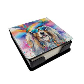 Bearded Collie Hippie Dawg PU Leather Note Paper Holder with Artist-Designed Cover, Desk Accessory, Office Gift