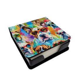 Boxer Hippie Dawg PU Leather Note Paper Holder with Artist-Designed Cover, Desk Accessory, Office Gift