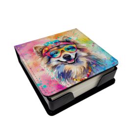 Keeshond Hippie Dawg PU Leather Note Paper Holder