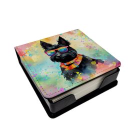 Scottish Terrier Hippie Dawg PU Leather Note Paper Holder
