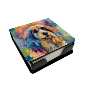 Afghan Hound Hippie Dawg PU Leather Note Paper Holder with Artist-Designed Cover, Desk Accessory, Office Gift