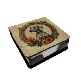 Weimaraner Christmas Flowers PU Leather Note Paper Holder