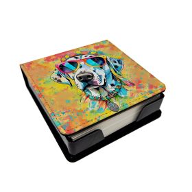 Dalmatian Hippie Dawg PU Leather Note Paper Holder with Artist-Designed Cover, Desk Accessory, Office Gift