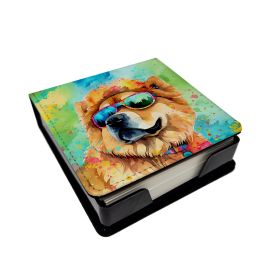 Chow Chow Hippie Dawg PU Leather Note Paper Holder with Artist-Designed Cover, Desk Accessory, Office Gift