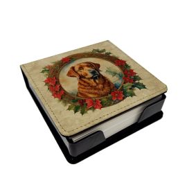Chesapeake Bay Retriever Christmas Flowers PU Leather Note Paper Holder with Artist-Designed Cover, Desk Accessory, Office Gift
