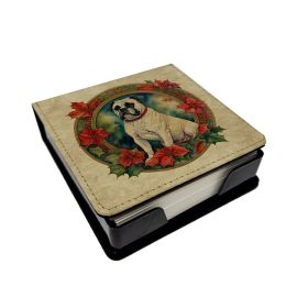 White Boxer Christmas Flowers PU Leather Note Paper Holder