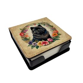 Black Chow Chow Flowers PU Leather Note Paper Holder