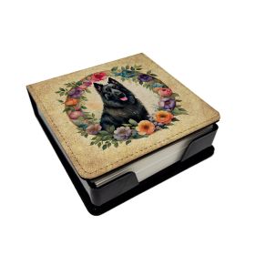 Belgian Sheepdog and Flowers PU Leather Notepad