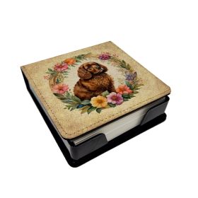American Water Spaniel and Flowers PU Leather Notepad