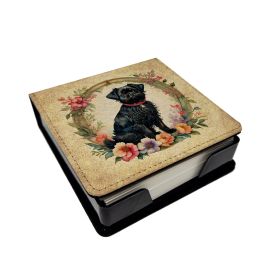 Affenpinscher and Flowers PU Leather Note Paper Holder with Artist-Designed Cover, Desk Accessory, Office Gift