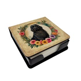 Briard and Flowers PU Leather Note Paper Holder with Artist-Designed Cover, Desk Accessory, Office Gift