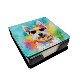 Westie Hippie Dawg PU Leather Note Paper Holder