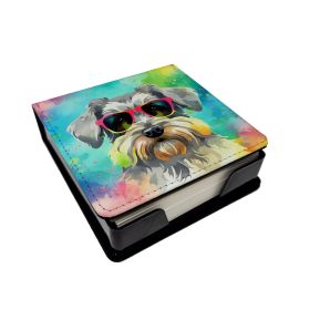 Schnauzer Hippie Dawg PU Leather Note Paper Holder with Artist-Designed Cover, Desk Accessory, Office Gift