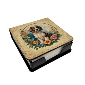 Welsh Springer Spaniel and Flowers PU Leather Note Paper Holder