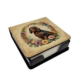 Field Spaniel and Flowers PU Leather Note Paper Holder with Artist-Designed Cover, Desk Accessory, Office Gift