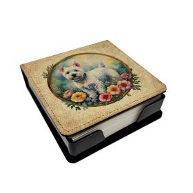 Westie Flowers PU Leather Note Paper Holder