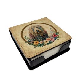 Komondor and Flowers PU Leather Note Paper Holder with Artist-Designed Cover, Desk Accessory, Office Gift