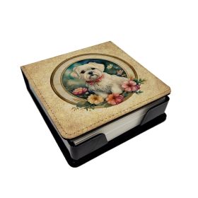 Maltese and Flowers PU Leather Notepad