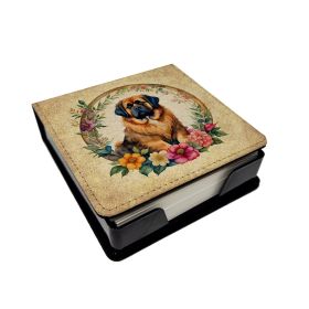 Tibetan Mastiff and Flowers PU Leather Note Paper Holder