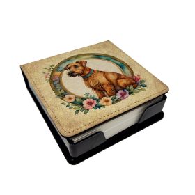 Irish Terrier and Flowers PU Leather Note Paper Holder with Artist-Designed Cover, Desk Accessory, Office Gift