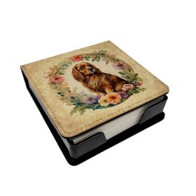 Sussex Spaniel and Flowers PU Leather Note Paper Holder