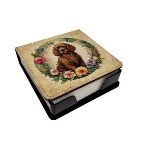 Irish Water Spaniel Flowers PU Leather Note Paper Holder
