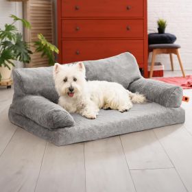 MEWOOFUN Orthopedic Dog Bed For Medium Dogs - Waterproof Dog Sofa With Supportive Foam, 35.4x25.6x11.8 Inch Washable Cover & Non-Slip Bottom, Grey