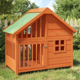 Dog Kennel Brown Solid Pine