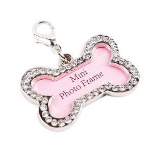 Pet Bone Shape Rhinestone Writable Name ID Tags For Dogs