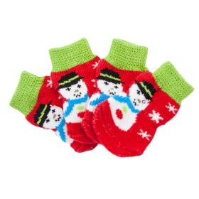4 Pcs Dog Knitted Socks, Snowman