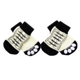 4 Pcs White Shoe Pattern Cute Puppy Socks