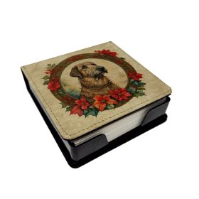 Irish Wolfhound Christmas Flowers PU Leather Note Paper Holder with Artist-Designed Cover, Desk Accessory, Office Gift