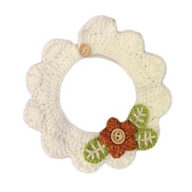 White Flower Dog Knitted Collar