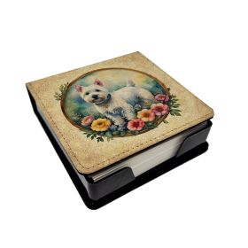 Westie Flowers PU Leather Note Paper Holder