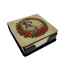 Dalmatian Christmas Flowers PU Leather Note Paper Holder