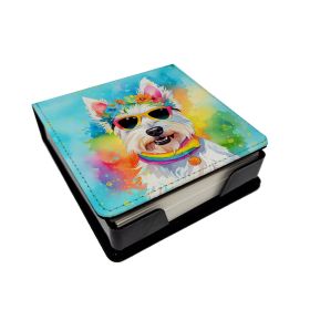 Westie Hippie Dawg PU Leather Note Paper Holder